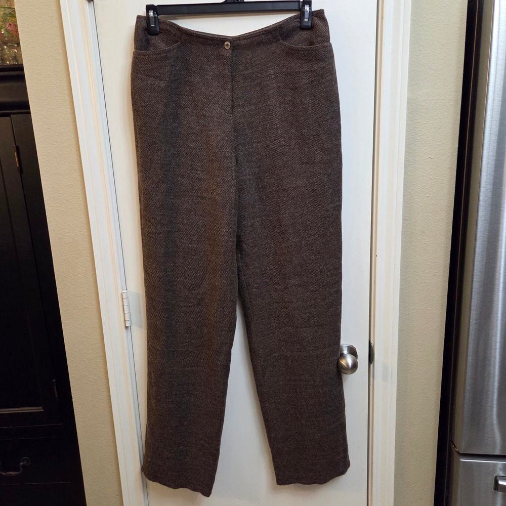 J. Jill Coffee Tweed Wool Blend Straight Leg Pants 14T Tall Brown 1607T NWT